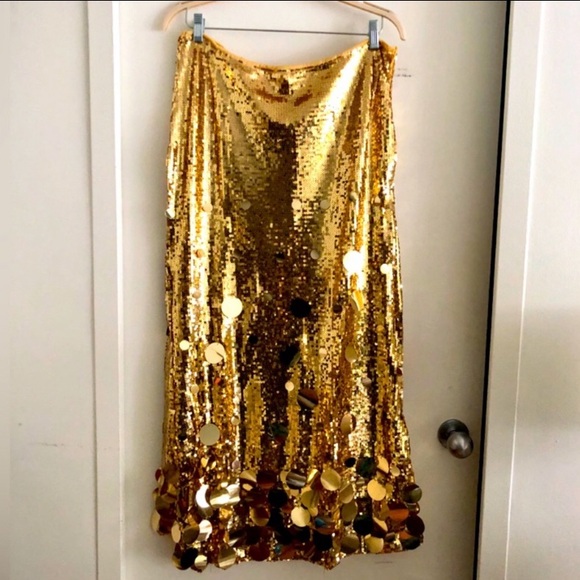 🎉Plus Size Elegant Gold Or Silver Long Sequin Formal Midi Skirt - Picture 10 of 14